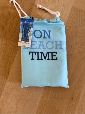 Blue Starfish Drawstring Pouch with beach towel